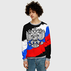 Свитшот мужской Триколор - герб РФ, цвет: 3D-меланж — фото 2