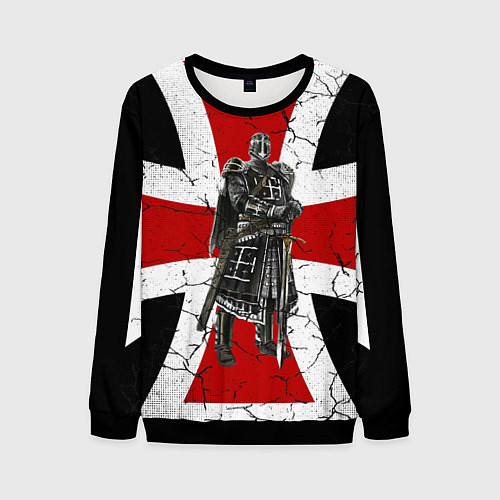 Мужской свитшот Рыцарь на фоне мальтийского креста / 3D-Черный – фото 1
