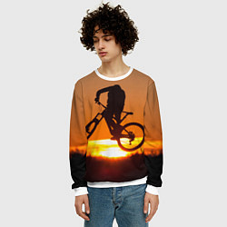 Свитшот мужской Велосипедист на закате, цвет: 3D-белый — фото 2