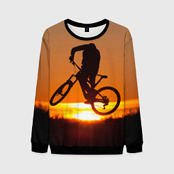 Свитшот мужской Велосипедист на закате, цвет: 3D-черный