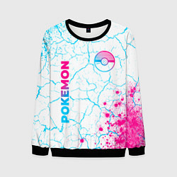 Мужской свитшот Pokemon neon gradient style: надпись, символ
