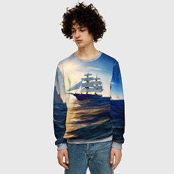 Свитшот мужской Парусный корабль бриг, цвет: 3D-меланж — фото 2