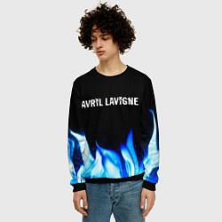 Свитшот мужской Avril Lavigne blue fire, цвет: 3D-черный — фото 2