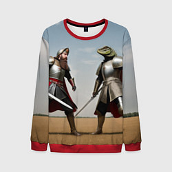 Свитшот мужской Древний Рус против Ящера, цвет: 3D-красный