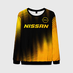 Свитшот мужской Nissan - gold gradient: символ сверху, цвет: 3D-черный