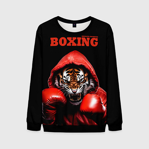 Мужской свитшот Boxing tiger / 3D-Черный – фото 1
