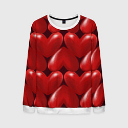 Свитшот мужской Red hearts, цвет: 3D-белый