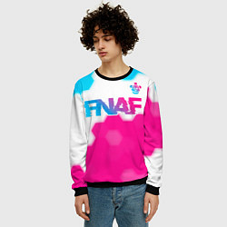 Свитшот мужской FNAF neon gradient style: символ сверху, цвет: 3D-черный — фото 2