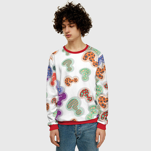 Мужской свитшот Вопросики / 3D-Красный – фото 3