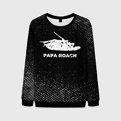 Свитшот мужской Papa Roach с потертостями на темном фоне, цвет: 3D-черный