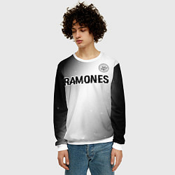 Свитшот мужской Ramones glitch на светлом фоне: символ сверху, цвет: 3D-белый — фото 2