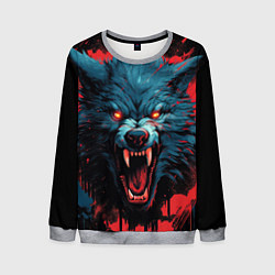 Свитшот мужской Wolf black red, цвет: 3D-меланж