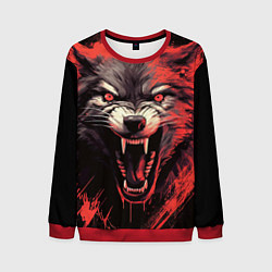 Свитшот мужской Злой волк, цвет: 3D-красный