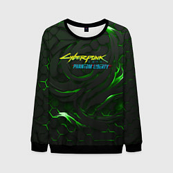 Свитшот мужской Cyberpunk 2077 phantom liberty green, цвет: 3D-черный