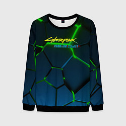 Свитшот мужской Cyberpunk 2077 phantom liberty green neon, цвет: 3D-черный