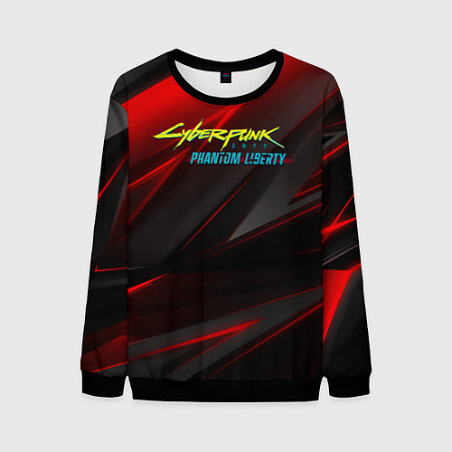 Мужской свитшот Cyberpunk 2077 phantom liberty red black logo / 3D-Черный – фото 1