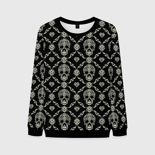 Мужской свитшот Узор с черепами Pattern with skulls / 3D-Черный – фото 1