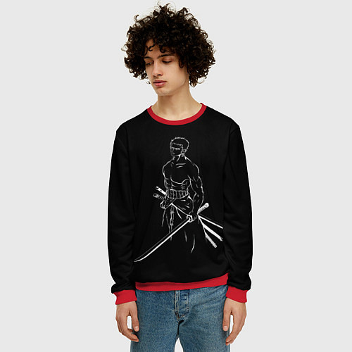 Мужской свитшот Roronoa Zoro - One Piece / 3D-Красный – фото 3