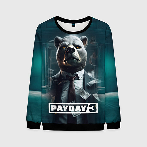 Мужской свитшот Payday 3 bear / 3D-Черный – фото 1