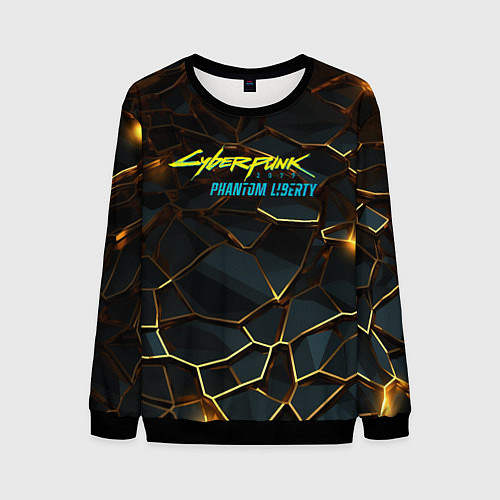 Мужской свитшот Cyberpunk 2077 phantom liberty gold abstract / 3D-Черный – фото 1