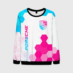 Свитшот мужской Porsche neon gradient style: надпись, символ, цвет: 3D-черный