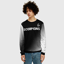 Свитшот мужской Scorpions glitch на темном фоне: символ сверху, цвет: 3D-черный — фото 2