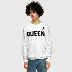 Свитшот мужской Queen glitch на светлом фоне: символ сверху, цвет: 3D-белый — фото 2