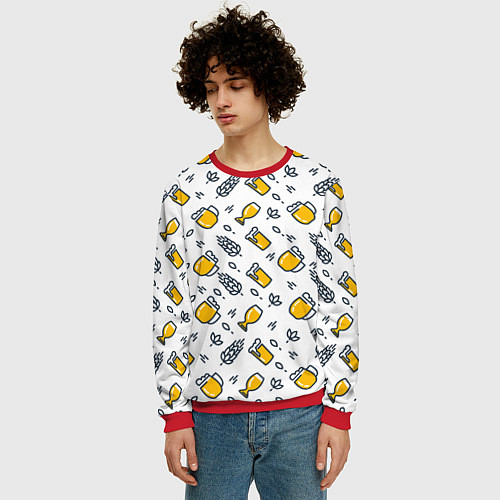 Мужской свитшот Пиво пенное / 3D-Красный – фото 3