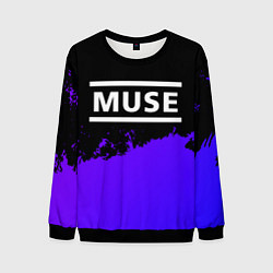 Свитшот мужской Muse purple grunge, цвет: 3D-черный