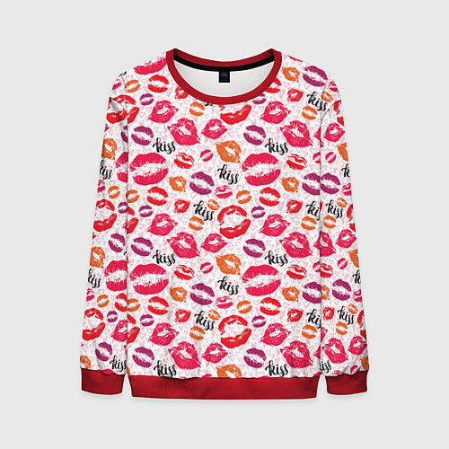 Мужской свитшот Поцелуи - kiss / 3D-Красный – фото 1
