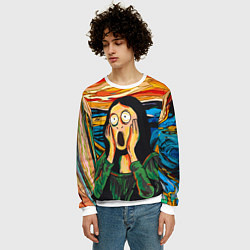 Свитшот мужской Мона Лиза в стиле картины Крик, цвет: 3D-белый — фото 2