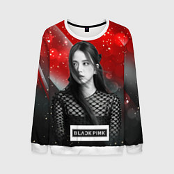 Свитшот мужской Jisoo black red background, цвет: 3D-белый