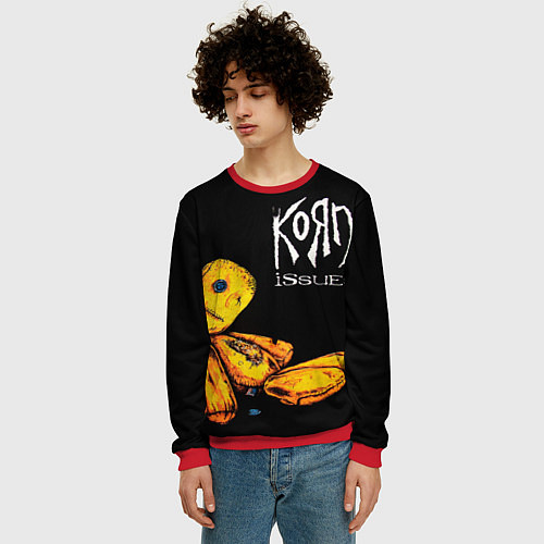 Мужской свитшот Korn - issues / 3D-Красный – фото 3