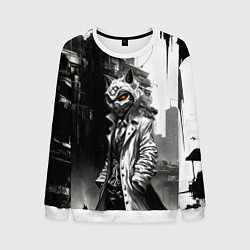 Свитшот мужской Кибернетический кицунэ, цвет: 3D-белый