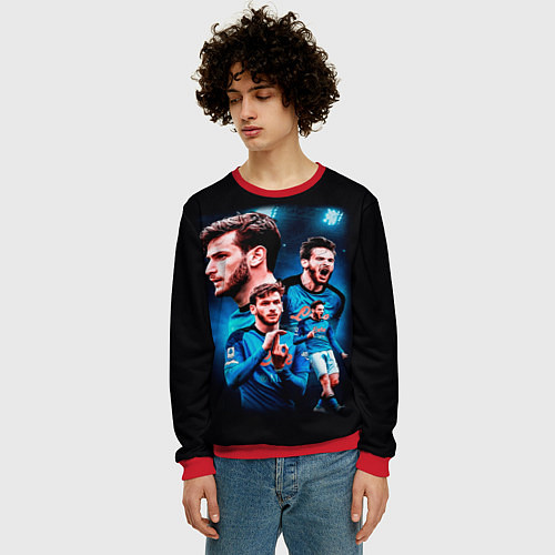 Мужской свитшот Хвича Кварацхелия ФК Наполи / 3D-Красный – фото 3