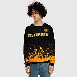 Свитшот мужской Disturbed - gold gradient: символ сверху, цвет: 3D-черный — фото 2