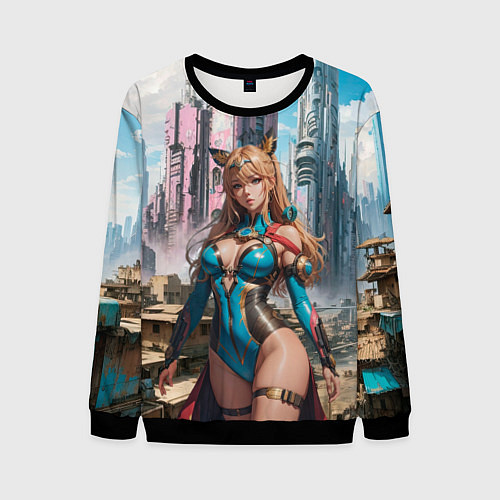 Мужской свитшот Девушка с экстрасенсорными способностями / 3D-Черный – фото 1