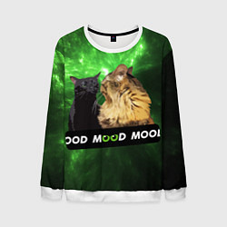 Свитшот мужской Mood - коты из ТикТок, цвет: 3D-белый