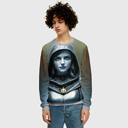 Свитшот мужской Девушка с синими губами в чёрном плаще, цвет: 3D-меланж — фото 2