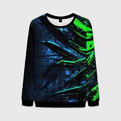 Свитшот мужской Black green abstract, цвет: 3D-черный