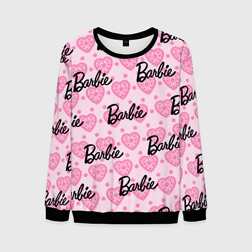 Мужской свитшот Логотип Барби и розовое кружево / 3D-Черный – фото 1