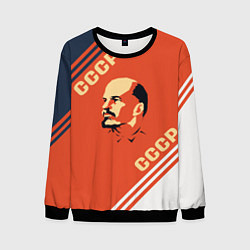 Свитшот мужской Ленин на красном фоне, цвет: 3D-черный
