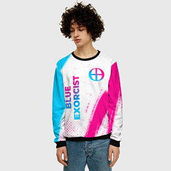Свитшот мужской Blue Exorcist neon gradient style: надпись, символ, цвет: 3D-черный — фото 2