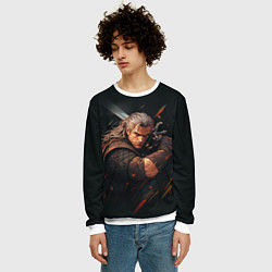 Свитшот мужской Ведьмак Геральт - персонаж, цвет: 3D-белый — фото 2