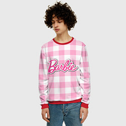 Свитшот мужской Барби лого розовая клетка, цвет: 3D-красный — фото 2
