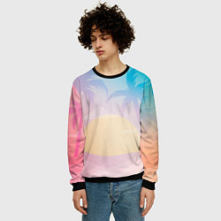 Свитшот мужской Градиентовый летний пейзаж, цвет: 3D-черный — фото 2