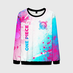 Мужской свитшот One Piece neon gradient style: надпись, символ