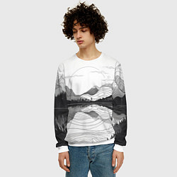 Свитшот мужской Минималистичный пейзаж чб, цвет: 3D-белый — фото 2