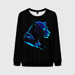 Свитшот мужской Пантера киберпан, цвет: 3D-черный