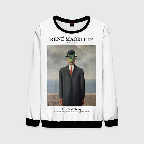 Мужской свитшот Рене Магритт - Сын человеческий / 3D-Черный – фото 1